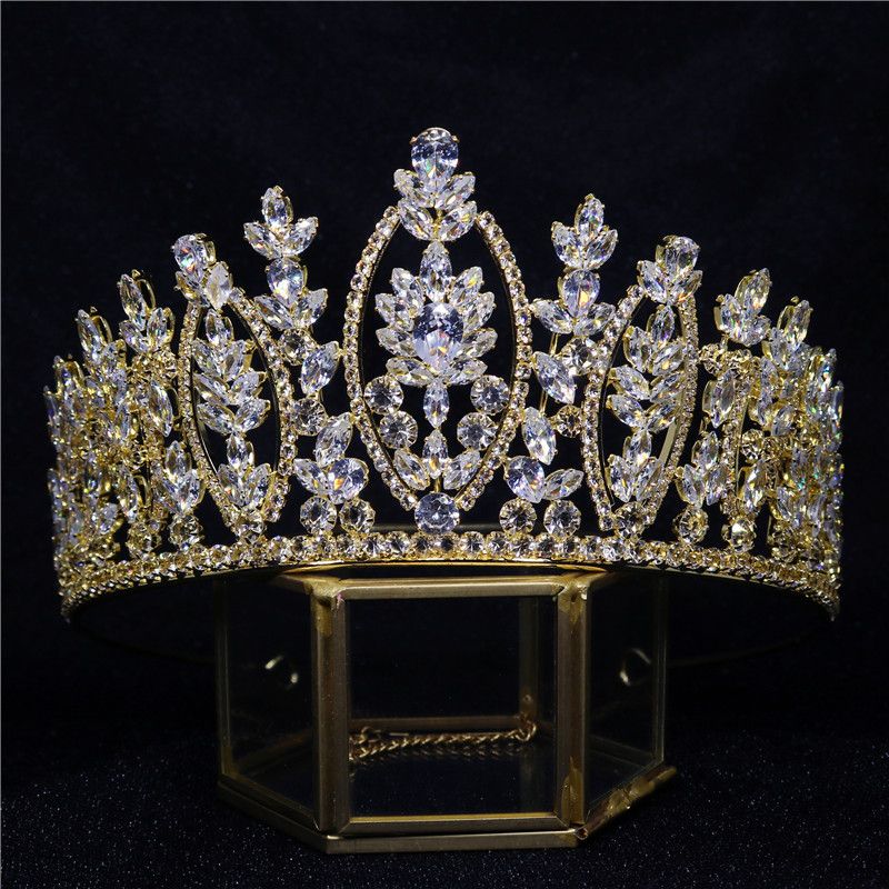 Water Diamond Bridal Shining Zircon Crown Headwear High end Jewelry_voghion.com