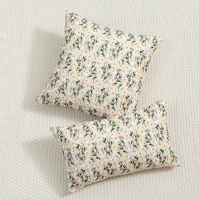 Nova capa de almofada de sofá bordada de algodão e linho com flor pequena Zou Ju para decoração de casa_voghion.com