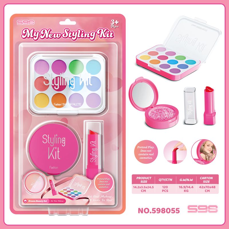 Mother & Kids Pretend Play Makeup Toy Set For Girls Mini Handbag Cosmetic Accessories Kit With Realistic Lipstick, Eyeshadow & Nail Polish Pink_voghion.com