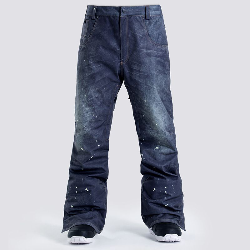 Pantalon de ski pour homme, coupe-vent et imperméable, vêtements de ski double simple avec jean ample pour pantalon de neige d'hiver_voghion.com