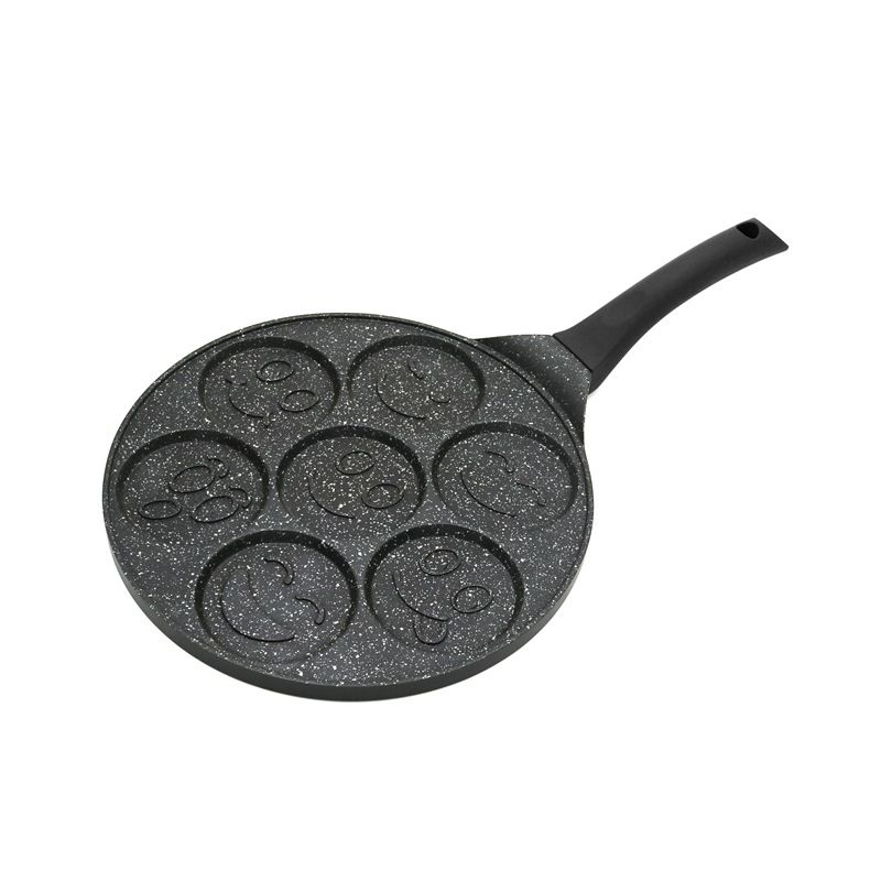 Zeven gaten ontbijt aluminiumlegering platte bodem poreuze wafelijzer, lachende gezicht pan, gefrituurde vorm, eiergrillpan_voghion.com