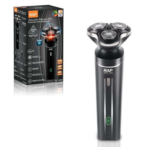 Rasoio elettrico RAF - Rasoio portatile da uomo con tre testine ricaricabili e display digitale galleggiante_voghion.com