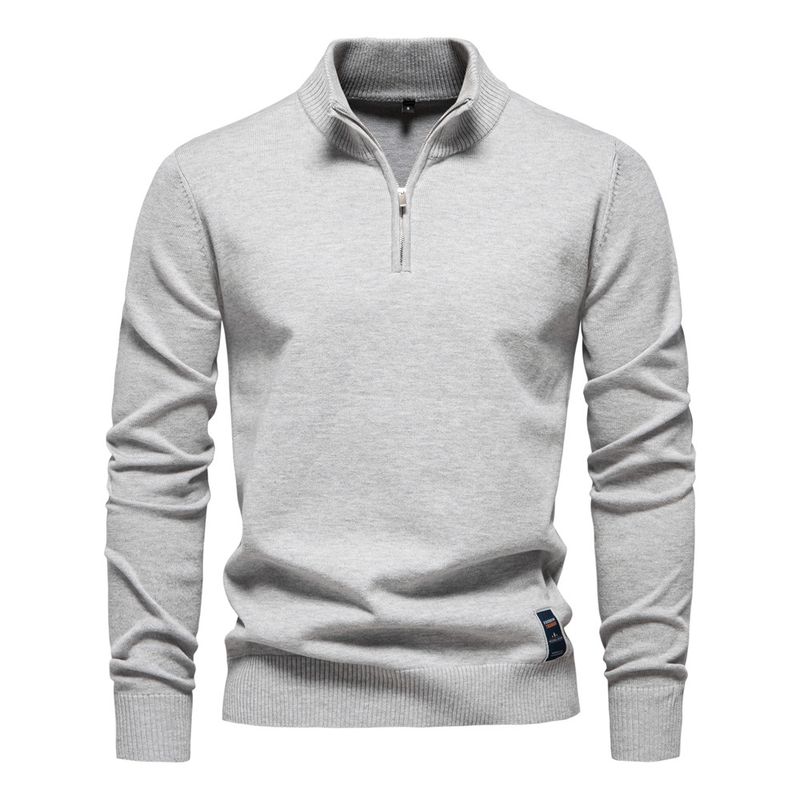 Maglione da uomo in cotone slim fit con mezza cerniera e colletto alto - Maglia casual a maniche lunghe in maglia elasticizzata traspirante per autunno inverno (blu navy, nero,_voghion.com