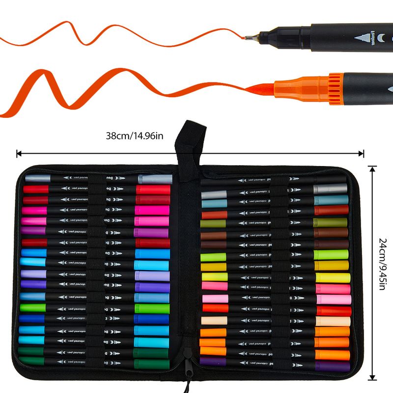 Dual-Tip Watercolor Brush Pens Set - 80 Vibrant Colors For Artists, Students & Hobbyists - Soft & Fine Tips For Sketching, Coloring & Calligraphy_voghion.com