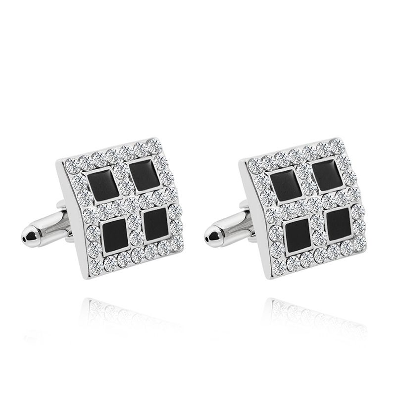 new square diamond crystal cufflinks business all match shirt cufflinks_voghion.com