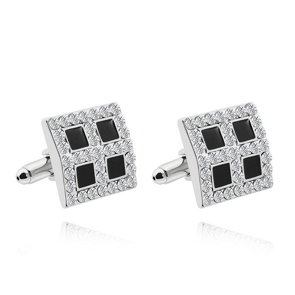 new square diamond crystal cufflinks business all match shirt cufflinks_voghion.com