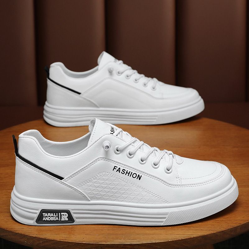 Pantofi sport casual din piele pentru bărbați, de vară 2024, respirabili, albi și versatili, cu talpă joasă, la modă_voghion.com