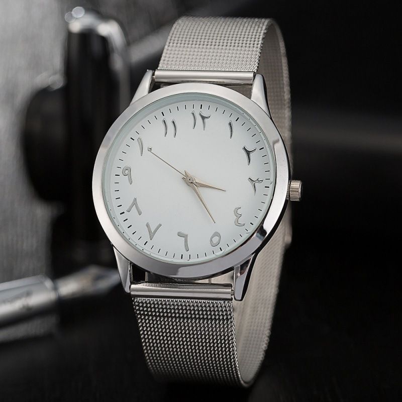 Simple Mesh Strap Watch Fashion Atmosphere Watch Personality Dial Gold Case_voghion.com