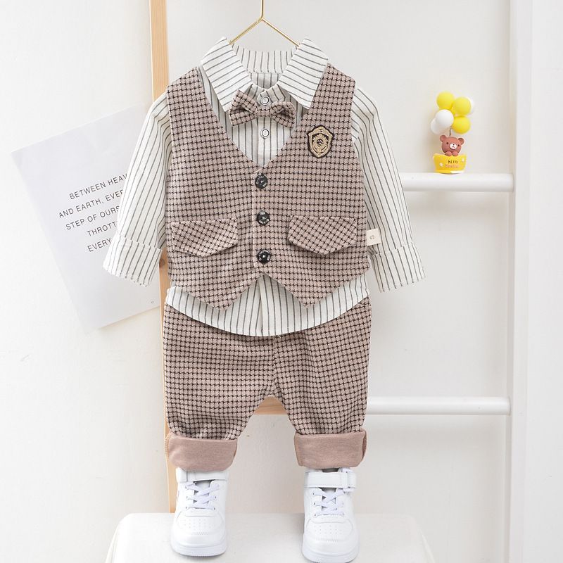 Children's Clothing Boys Spring And Autumn Suits 2020 New Children's Baby Houndstooth Vest Three Piece Suit Spring Style_voghion.com