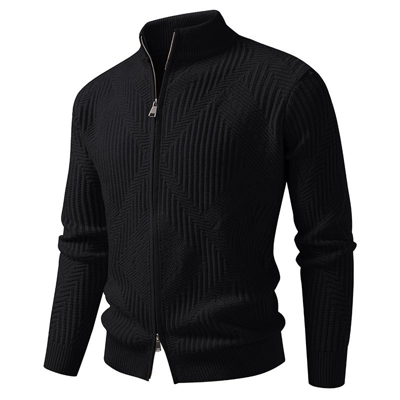 Pull en maille à col montant pour homme – Mélange 90 % polyester, coupe décontractée (gris clair/anthracite/noir/kaki/marron) – Ourlet côtelé idéal pour la superposition urbaine_voghion.com