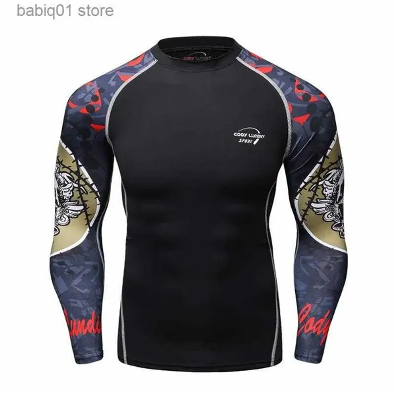 Camisetas masculinas MMA Compressão Rashguard Fiess Mangas compridas Camada de base Skin Tight Levantamento de peso Homens Academia Corrida_voghion.com