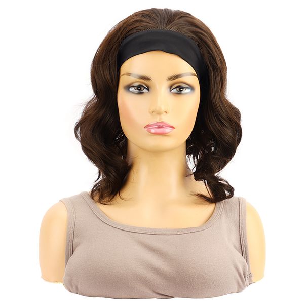 Parrucca sintetica - Capelli neri corti e ondulati con fodera in seta ghiacciata (traspirante e confortevole)_voghion.com