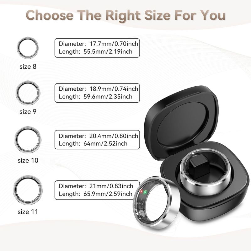 Health Smart Ring,Fitness Tracker With Heart Rate/Blood Pressure/Blood Oxygen Monitor,Sleep Tracker,Pedometer, IP68 Waterproof Ring For IPhone&Android_voghion.com