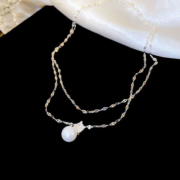 Collana con ciondolo di perle a strati minimalista e di alta qualità in stile francese, catena per clavicola alla moda e alla moda, nuovo accessorio di alta qualità_voghion.com