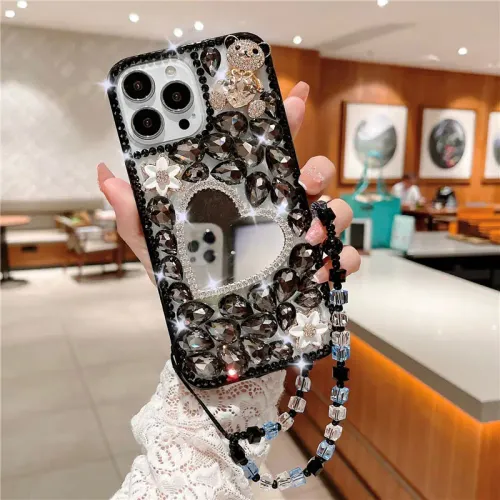 Spiegelhülle mit Dekoration für Damen, Glitzer-Diamant-Bling-Hülle, für Samsung S24 S20 Plus S21 FE S22 23Ultra Note20_voghion.com