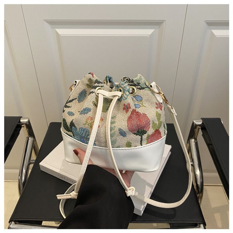 Trendy Damentaschen 2025 Neue modische Eimertasche im ethnischen Stil, lässig, strukturiert, für Pendler, Schulter- und Umhängetasche_voghion.com