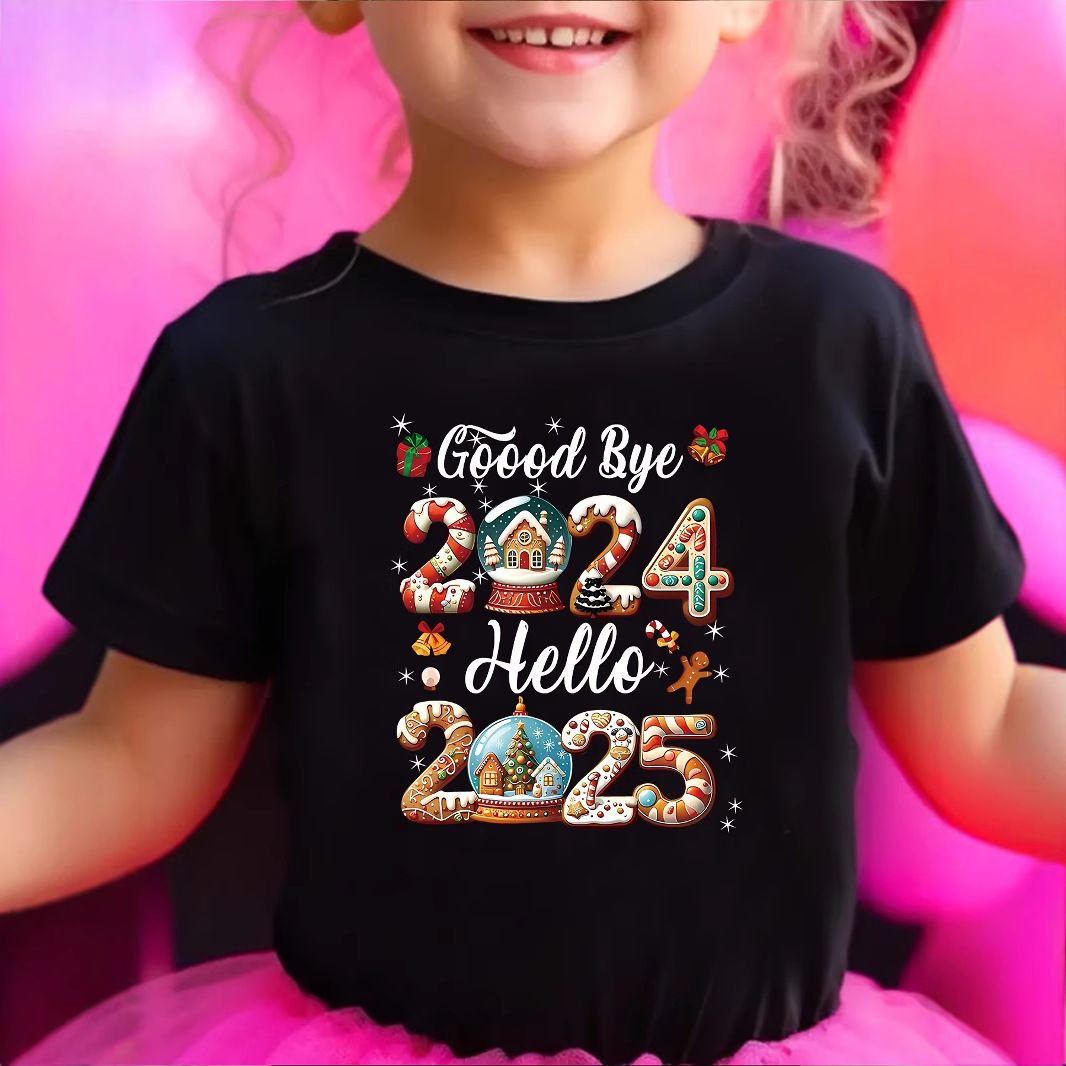 Kinderkleidung mit Buchstabendruck, Rundhalsausschnitt, kurzärmeliges T-Shirt, geeignet für 1–8 Jahre alt_voghion.com