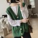 V-neck Knitted Cardigan Vest Women Wear Fashionable And Thin Twist Sweater Vest Tide_voghion.com