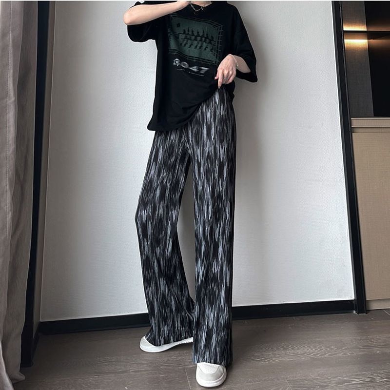 Women's clothing pants women's casual pants summer ice silk cool pants light and loose high waist slim straight pants foreign trade_voghion.com