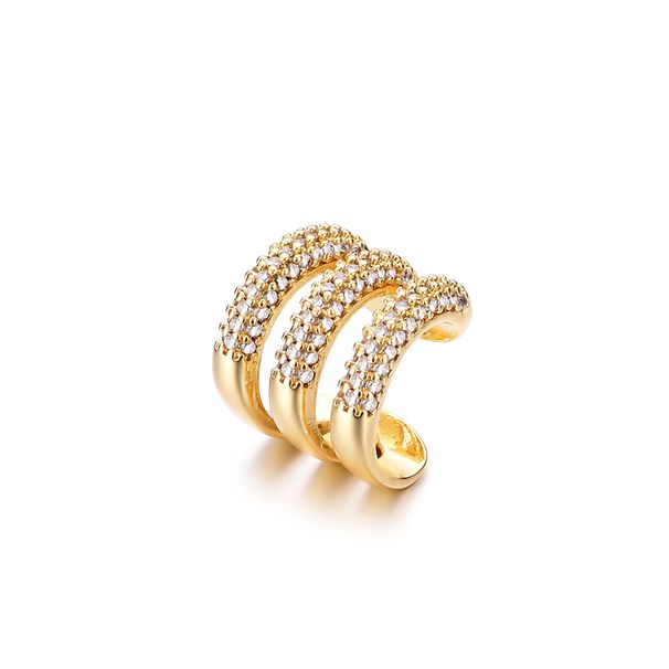 Aurora Atelier Dreilagige C-förmige Clip-Ohrringe für Damen, Ohrklemmen ohne Piercing, künstliche Knorpelohrringe, AAAA Zirkonia, geometrischer Schmuck_voghion.com