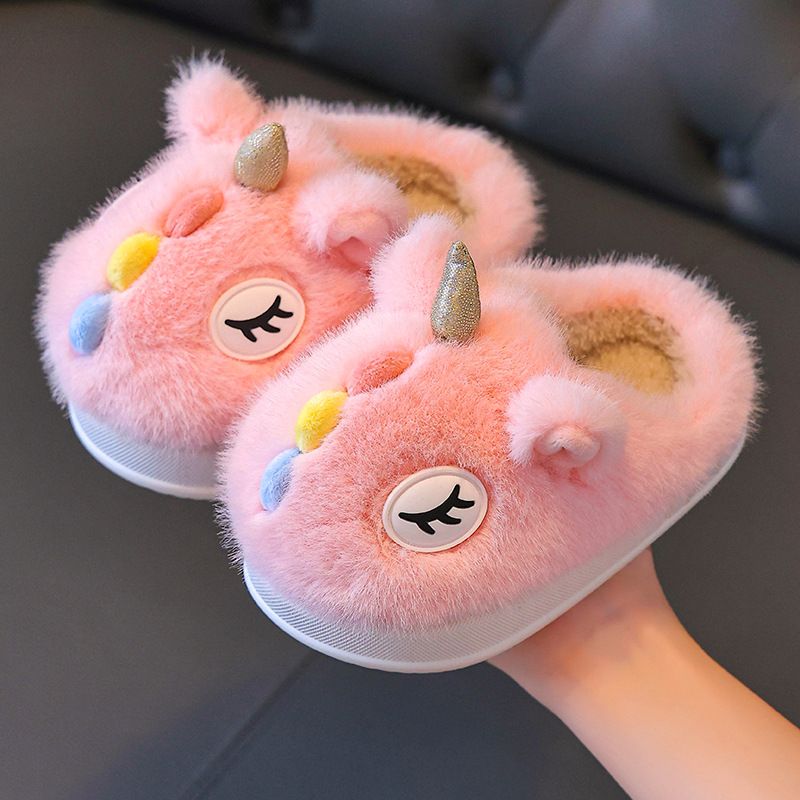 Children's 2024 new autumn winter home with plush insulation for indoor and outdoor wear, anti slip girls' cotton_voghion.com