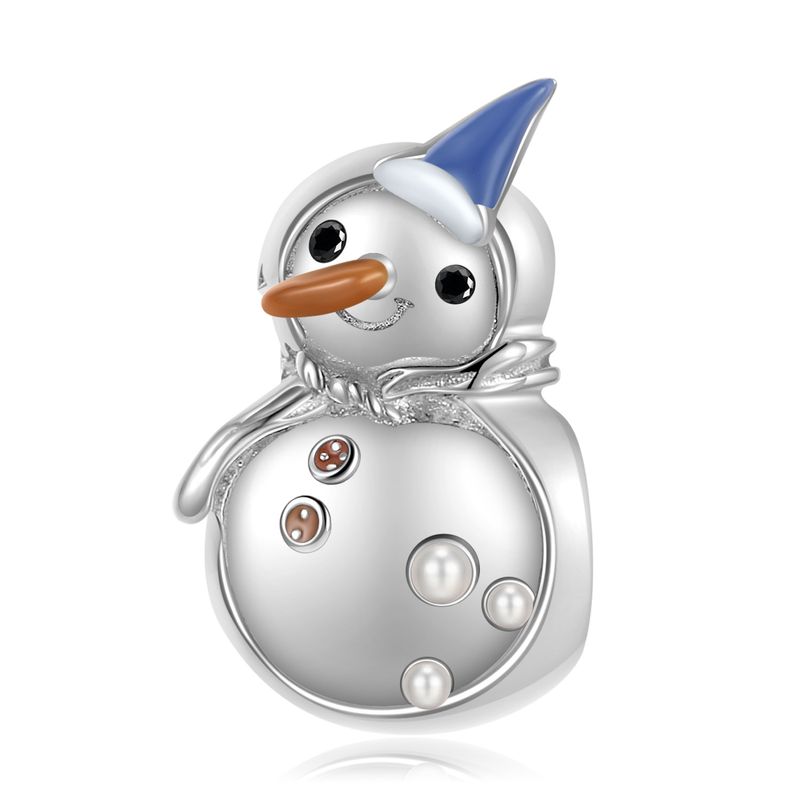 Diy pendant Christmas sterling silver beads cute snowman beads fashionable popular bracelets diy accessories Christmas gifts_voghion.com
