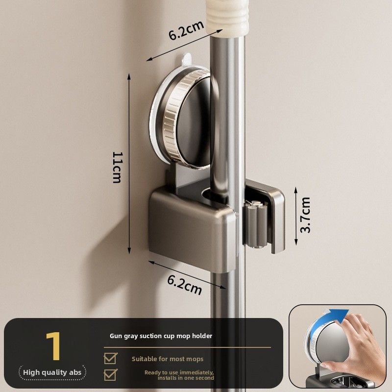 Saugnapf-Halterung für Badezimmer, ohne Bohren, Wand- oder Türbefestigung, Besen- und Mopphaken, feste Ablage, Aufbewahrungsmöglichkeit_voghion.com