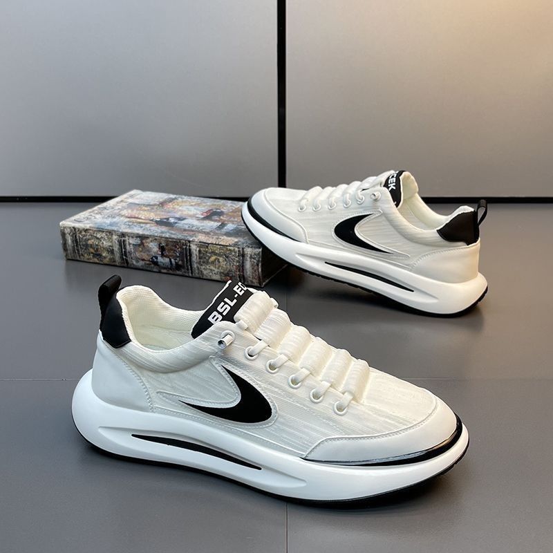 2025 New Couple Shoes Ice Silk Running Shoes Light And Comfortable Mesh Breathable Sports Men's Shoes Thick Soled White Shoes_voghion.com