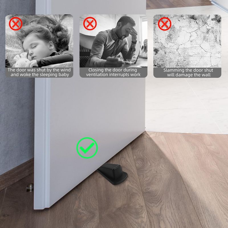 Premium Door Stopper - Stackable Rubber Wedge | Carpet Friendly | Sturdy_voghion.com