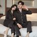 Red couple sleepwear women spring and autumn, ice silk long sleeved suit men in plus size, leopard print home clothes_voghion.com
