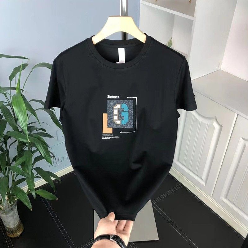 Men's Clothing letter print round neck short sleeved T shirt for men, new summer style, versatile and handsome youth bottoming shirt_voghion.com