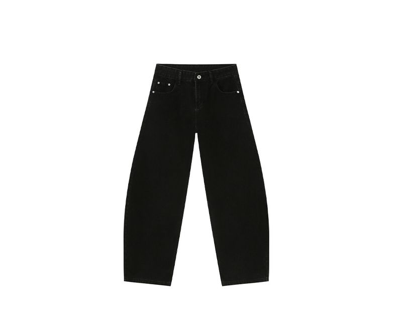 EF JEANS | 2025 Spring New Korean Version Of Simple Wide-leg Three-dimensional Scimitar Washed Jeans Casual Tide_voghion.com