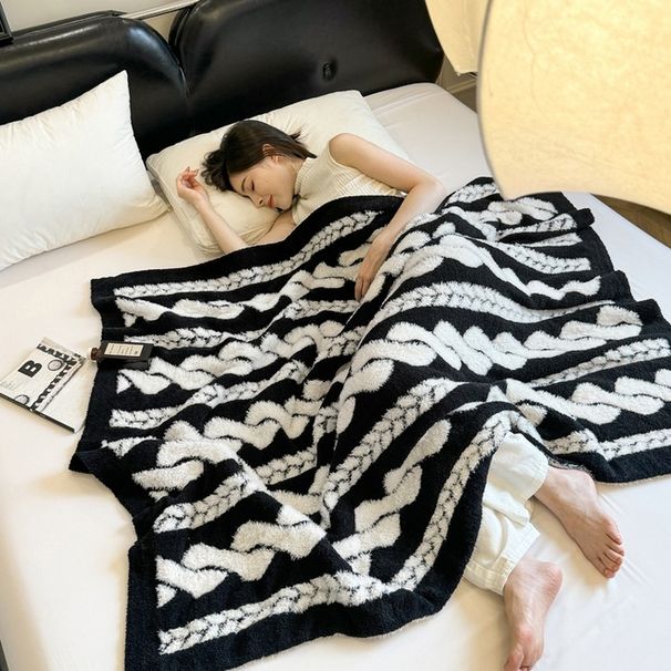 Cloud Warme Samtdecke Strickdecke Bezug Decke Schwarz Twist_voghion.com