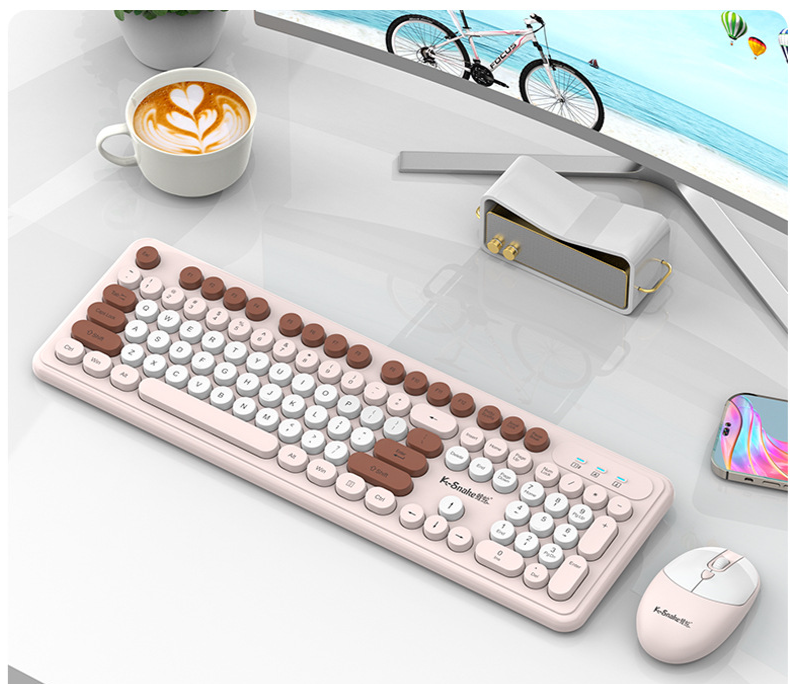 Viper WK200 Wireless Keyboard Mouse Set Fashion Punk Desktop Computer Laptop Office Business_voghion.com