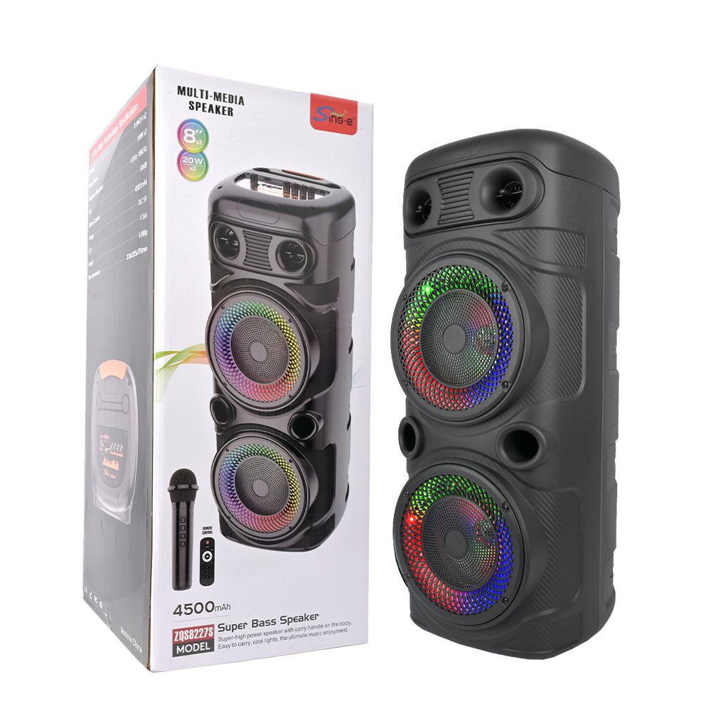 Sing-e ZQS8227S Duāls 8 collu jaudīgs Bluetooth skaļrunis RGB gaismas āra kvadrātveida deju KTV audio_voghion.com