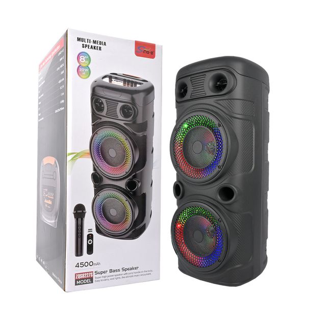 Sing-e ZQS8227S Duāls 8 collu jaudīgs Bluetooth skaļrunis RGB gaismas āra kvadrātveida deju KTV audio_voghion.com