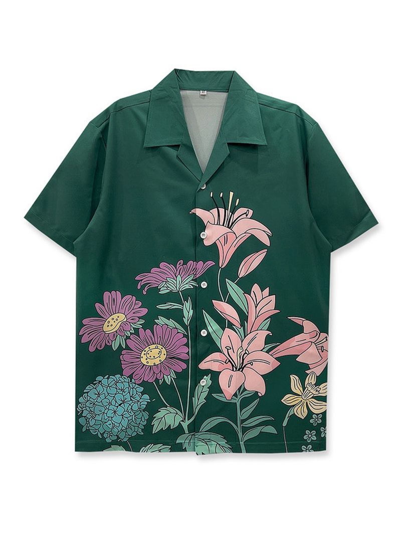 Men's Clothing American European Fashion Brand Hot Selling Short Sleeved Printed Shirt Men's Classic Retro Beach Couple Loose Shirt Women_voghion.com