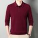 Autumn High-End Wool Collar Long Sleeve Men's Knit Solid Color Middle-Aged Commuter Simple Base Sweater For Men_voghion.com