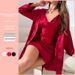 Daenerys Simple Two-Piece Camisole Robe Casual Loungewear Sexy Fashion Silk Pajamas Set_voghion.com