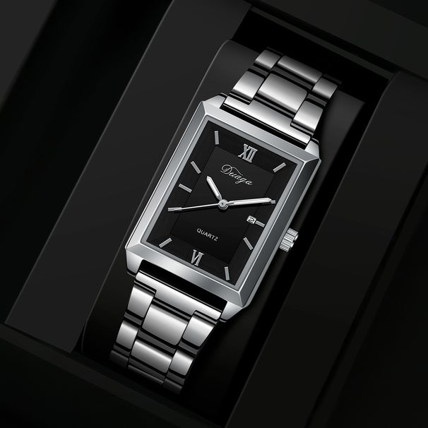 Neue Mode Persönlichkeit Trendy Herren Quadratische Quarzuhr Mit Kreuz Schmuck Set_voghion.com