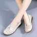 Jarní a letní nové kožené malé bílé dámské ploché módní ležérní duté měkké podrážky velké velikosti dámské boty 456_voghion.com