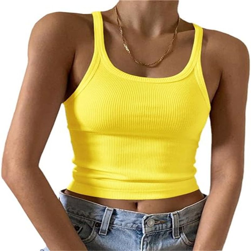 Abbigliamento da donna Canottiere estive Le ragazze più sexy indossano canottiere sottili con ombelico esposto in seta di latte_voghion.com