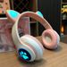 Magic Child Glowing Head-Mounted Wireless Bluetooth Cat Ear Girl Gaming Headphones Review Listening Learning Headset_voghion.com