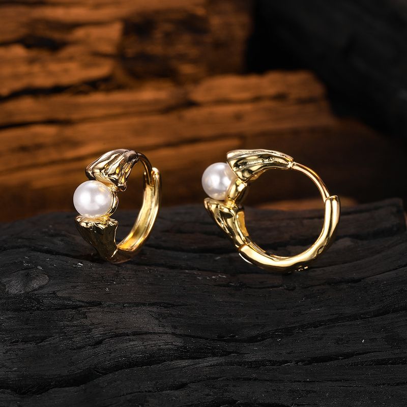 1 paio di orecchini di perle di rame con intarsi geometrici in stile semplice casual_voghion.com