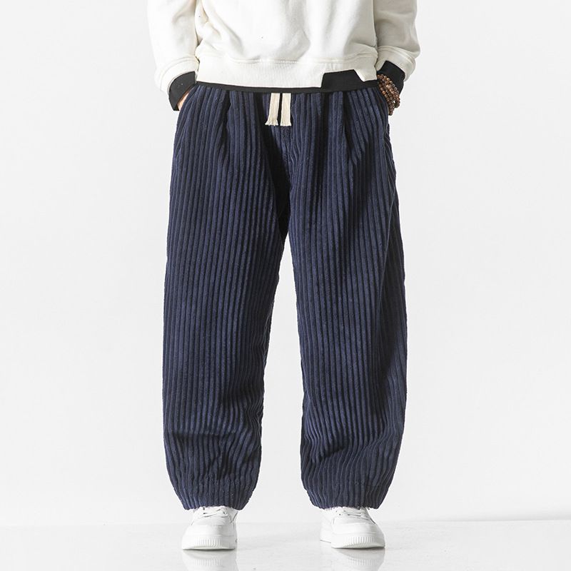 Pantalon sarouel ample en velours côtelé pour homme, style chinois d'automne, grande taille, tendance, décontracté, droit_voghion.com