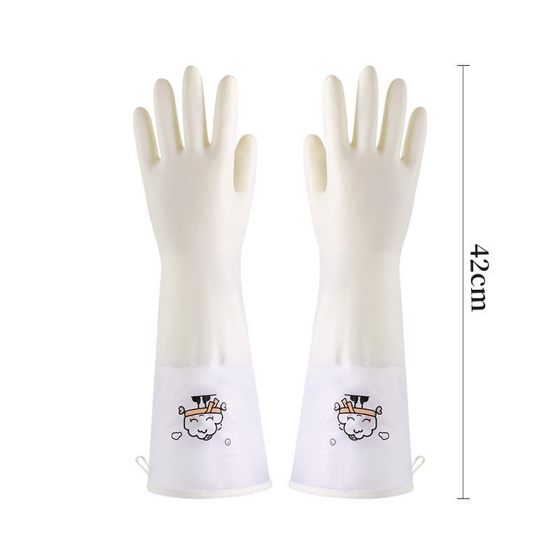 Dishwashing Gloves Thickened Sleeves Extended With Fleece Waterproof Durable Kitchen Household Work Laundry PVC Rubber_voghion.com