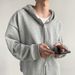 Felpe con cappuccio e zip alla moda coreana autunnale da uomo, a maniche lunghe, stile Y2K, vintage, top corti basic, larghi, streetwear, giacca con cappuccio_voghion.com