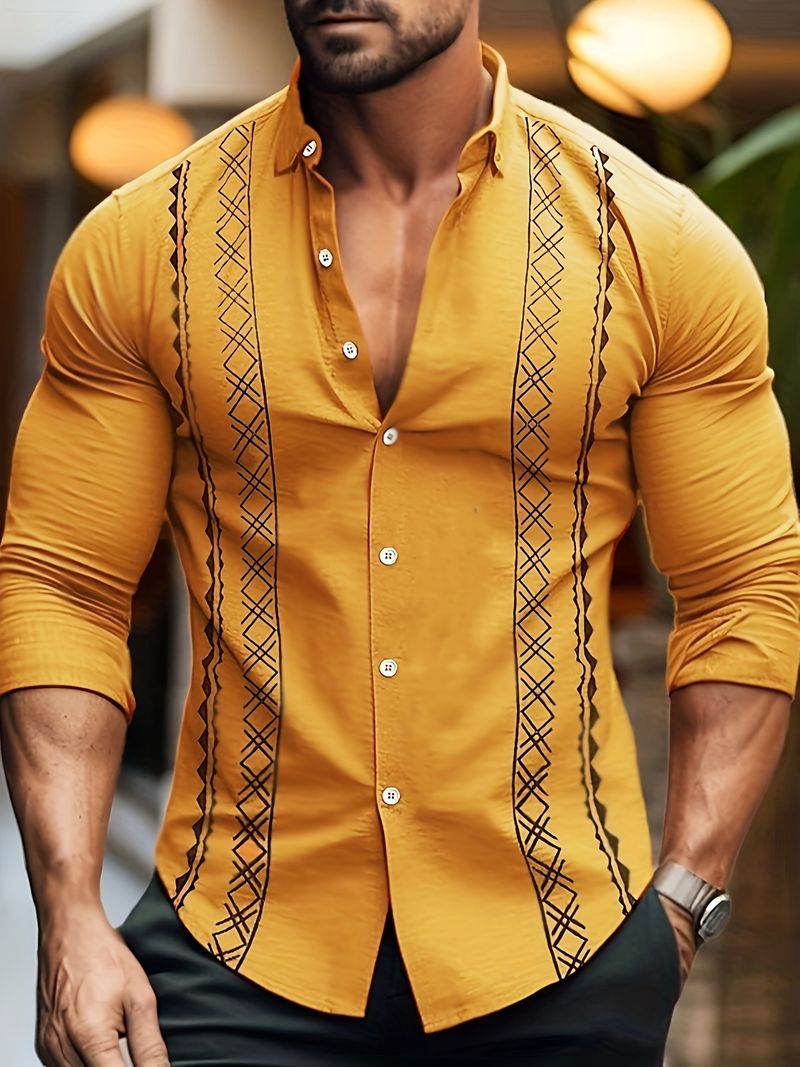nuova camicia casual da uomo con colletto e maniche lunghe stampate_voghion.com