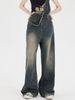 Summer Overalls For Women, American Petite, Lazy Style, Loose Casual, Draped Wide-Leg Denim Jumpsuit_voghion.com