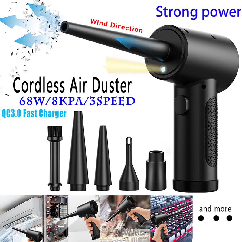 Compressed Air Duster For Computer Keyboard 51000 RPM USB Charging Mini Electric Cordless PC Car Cleaner Wireless Air Blower_voghion.com